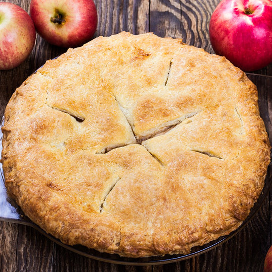 An apple pie made with real Vermont maple sugar from Carman Brook Farm.