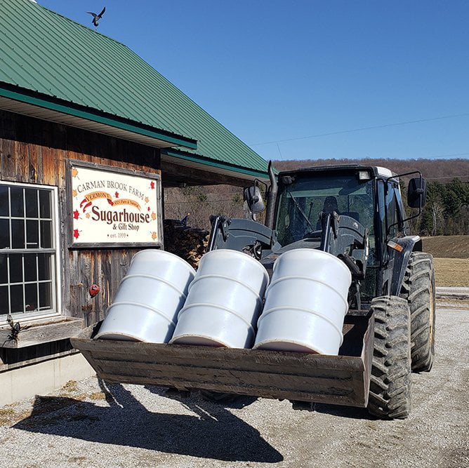 Our maple syrup season for 2021 being moved to storage.