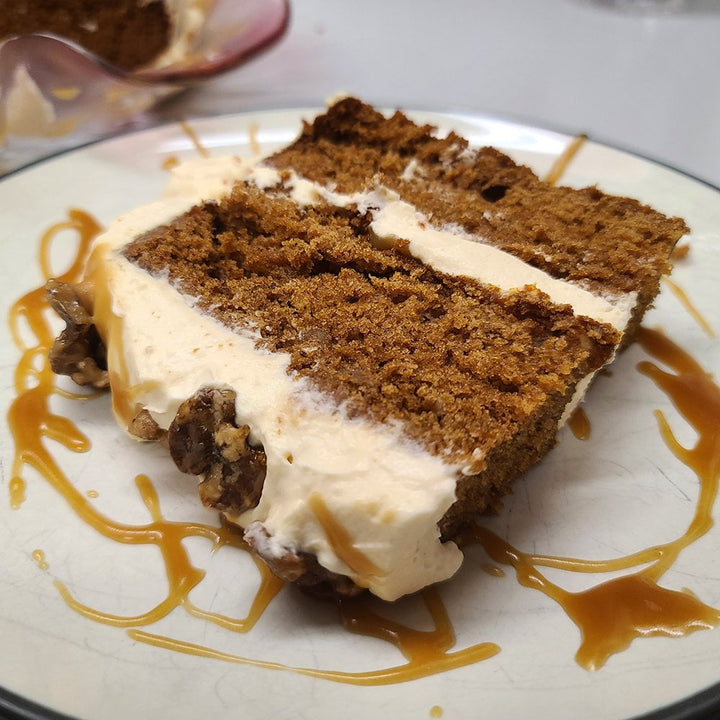 Maple Gingerbread Layer Cake with Salted Caramel Sauce