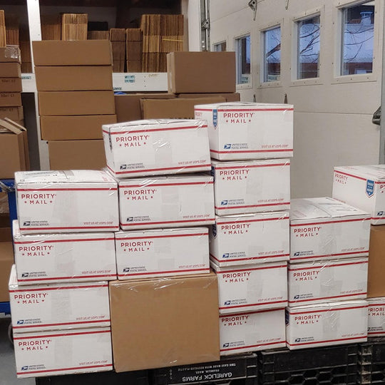 Packages ready to go out the door from Carman Brook Farm.