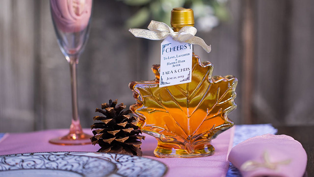 Bows on your maple syrup favors will tie the theme of the day with a touch of personalization.