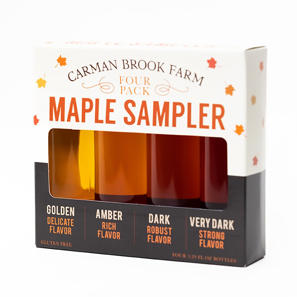 Carman Brook Farm maple sampler of all four grades of table syrup.