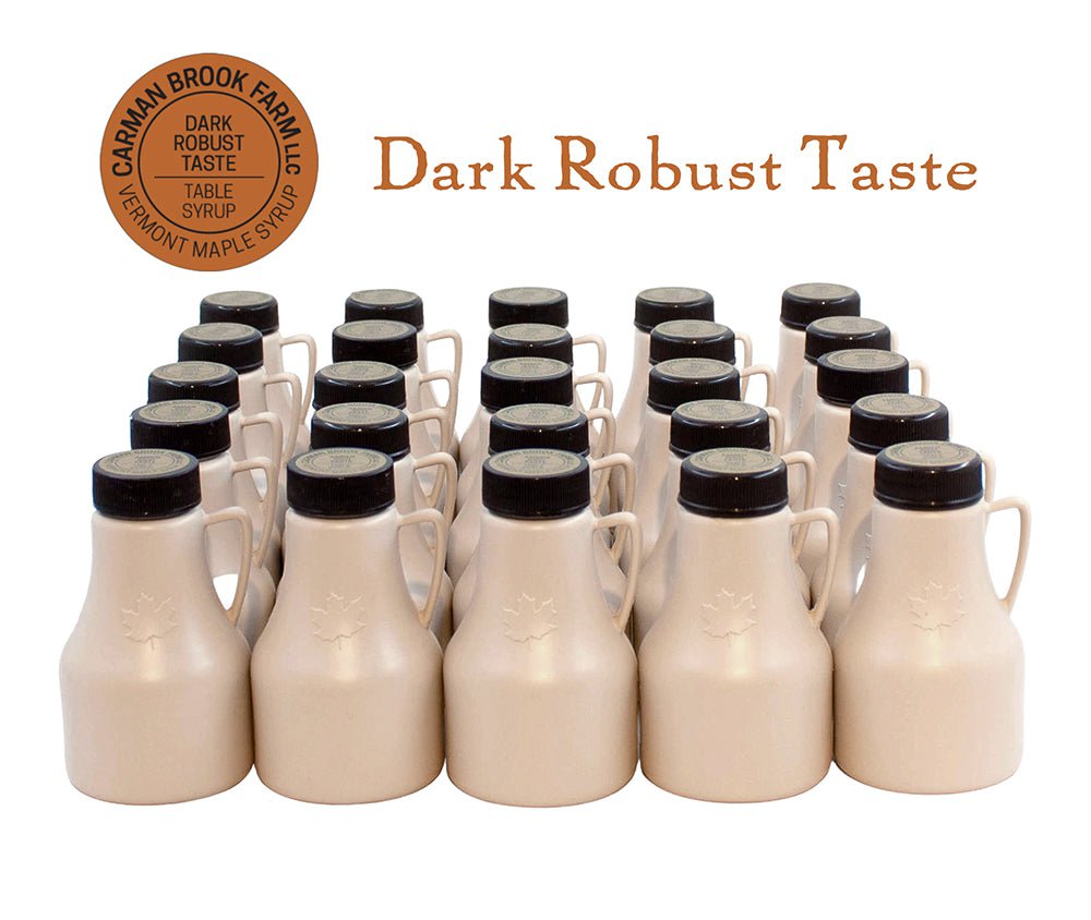 Dark Robust Taste maple syrup for your wedding favors.