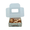 Dark robust and golden delicate half pound box of maple candy in holiday shapes.
