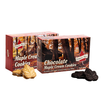 Turkey Hill Maple Cream Cookies in two flavors, chocolate and maple.
