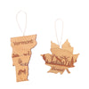 Pick an ornament from the Vermont farm scene or maple leaf deer scene.