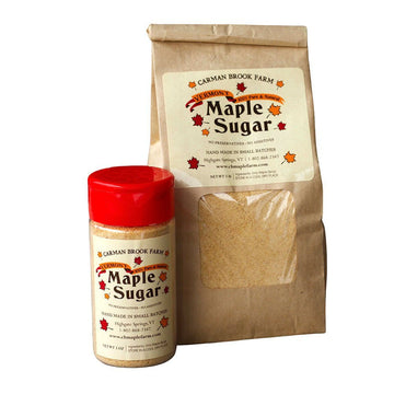 Maple Brown sugar is available to purchase in a bag or a sugar shaker.