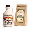 Quart of maple syrup in your choice of syrup with a vegan pancake and waffle mix.