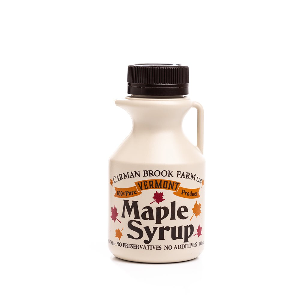 Half pint container of real maple syrup from Carman Brook Farm.