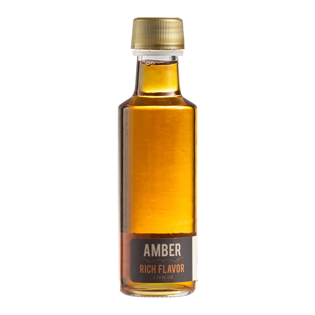 Amber rich Vermont maple syrup wedding favor bottle.