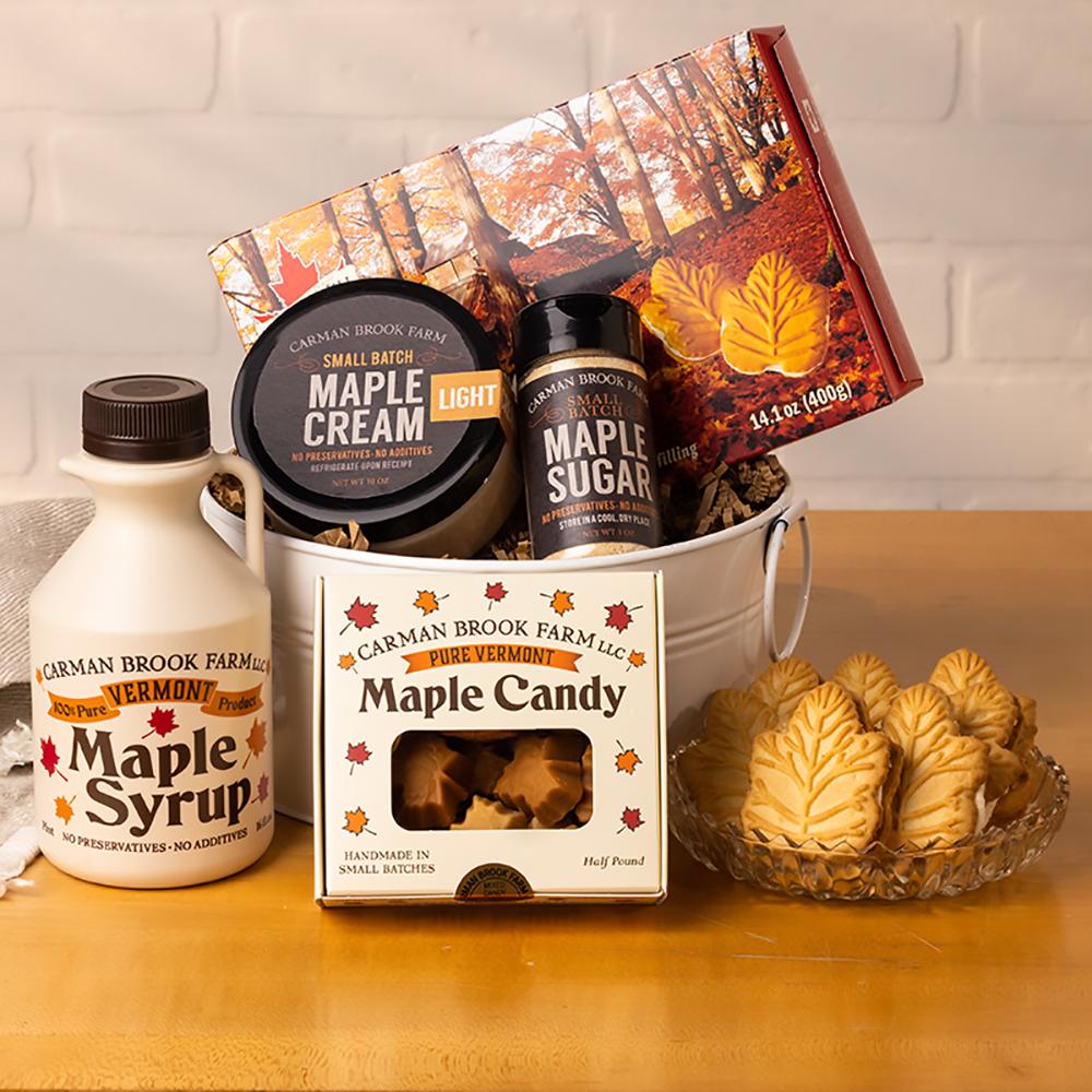 The Gourmet Gift Basket is filled with our favorite maple products and the best maple cookies from Turkey Hill.