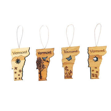 Set of four seasons Vermont wooden ornaments.